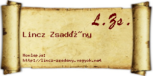 Lincz Zsadány névjegykártya